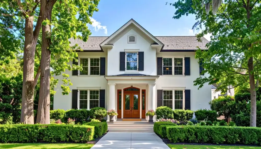 Aluminum K-style gutters on a colonial home