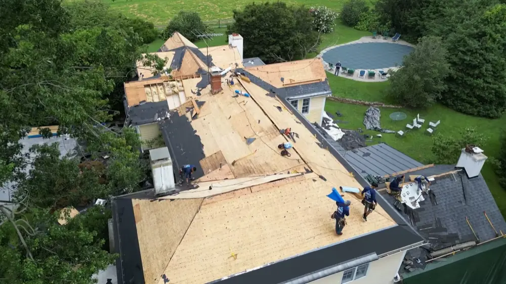 Roofing1 Aerial Full Roof Tearoff With Crew