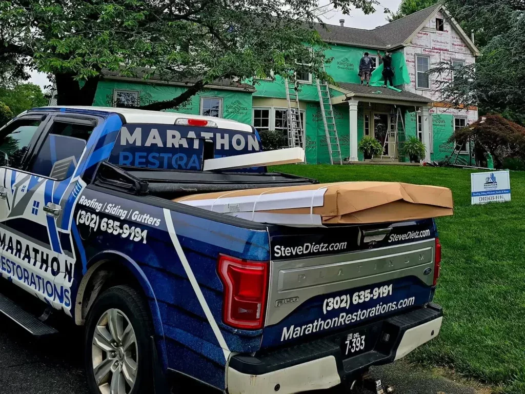 Marathon Restorations siding project in progress